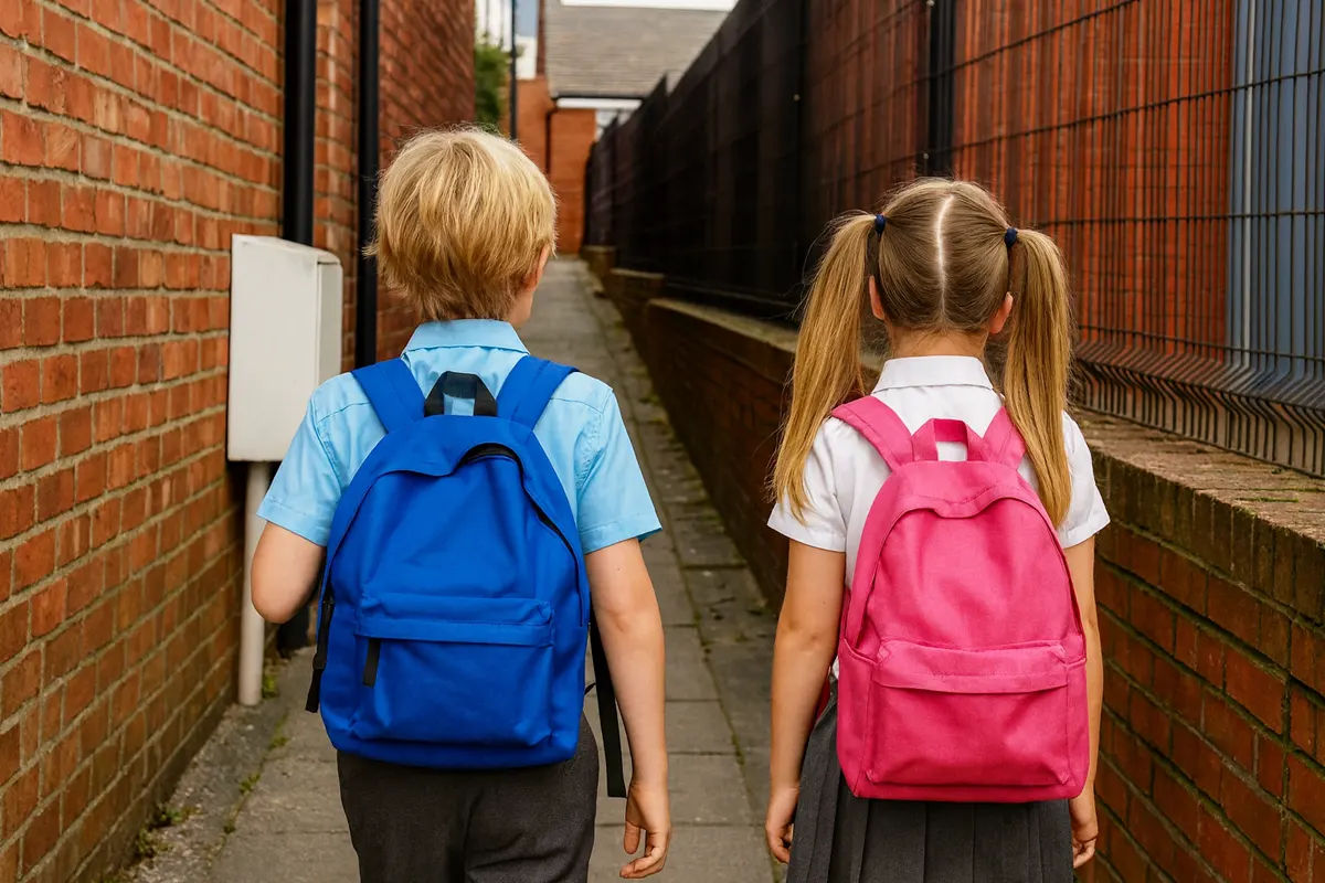 Child walking to school UK